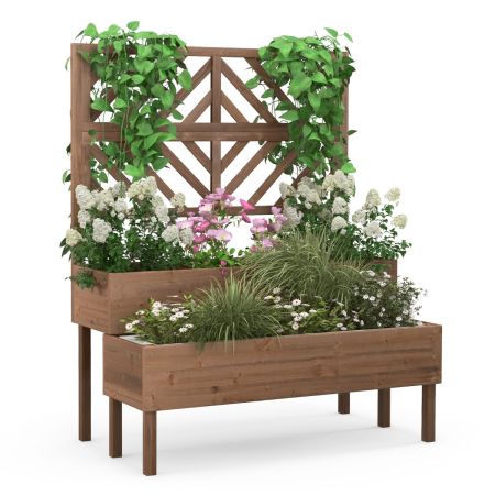 planter in legno per esterni con trellis