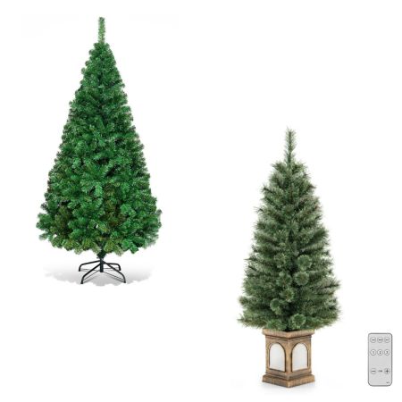 Albero natale 180cm pvc metallo e albero natale 120cm pino, Albero natale alta qualità pvc e albero natale 100 luci led