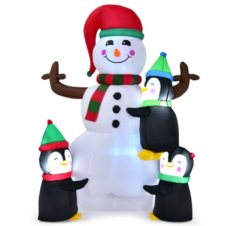 pupazzo di neve natalizio gonfiabile con pinguini