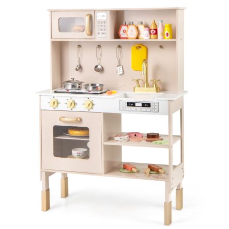 Cucina chef in legno per bambini, set di gioco di finzione con accessori
