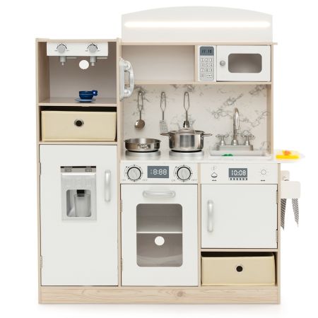 Grande set cucina legno luci cestini

