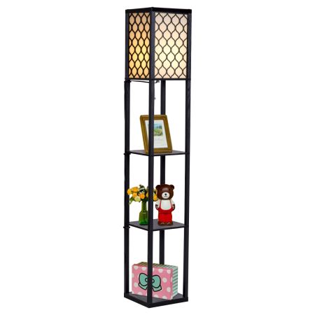 Scaffale e lampada moderna multiuso con 3 mensole altezza regolabile 40-60cm per scrivania e libreria
