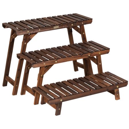 scaffale angolare di legno per piante
