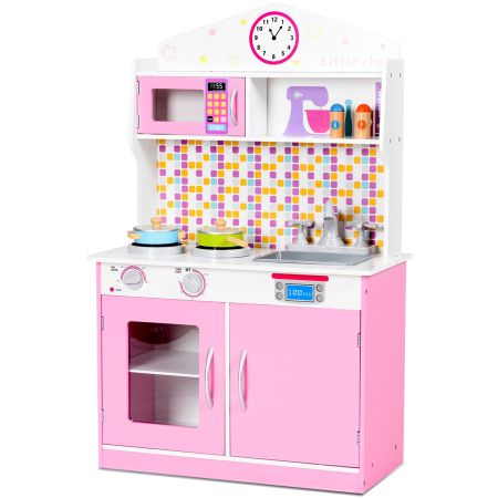 cucina giocattolo in legno rosa