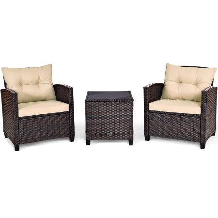 set 3 pezzi in rattan PE da esterno