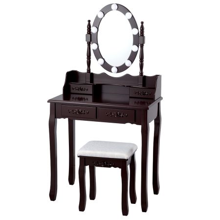 set tavolo toeletta con specchio ovale