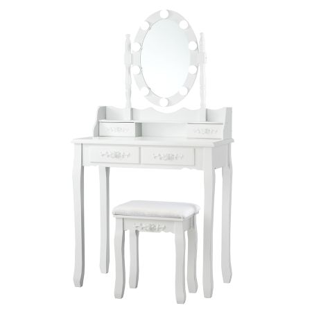 set tavolo toeletta con specchio ovale