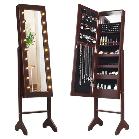 armadio portagioie con 18 luci LED e specchio