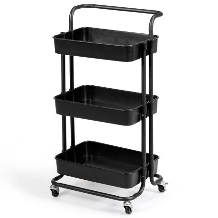 Carrello bagno con cesti salvaspazio multifunzione ruote girevoli 360° e cassetto per toilette

