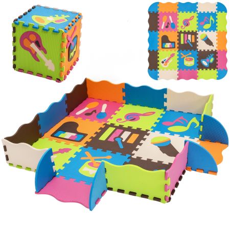Costway Tappetino con 50 pezzi con strumenti musicali, Tappetino in EVA per bambini con cancello