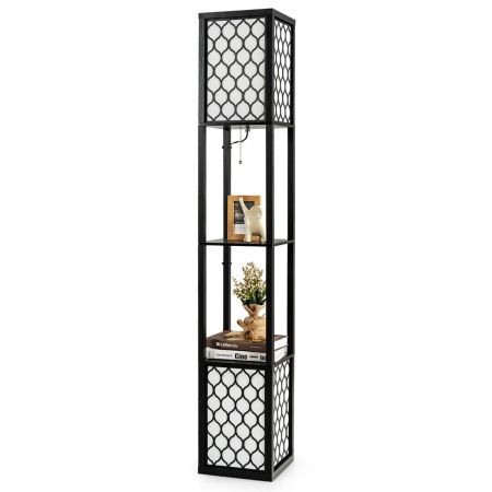 lampada a stelo e scaffale moderno