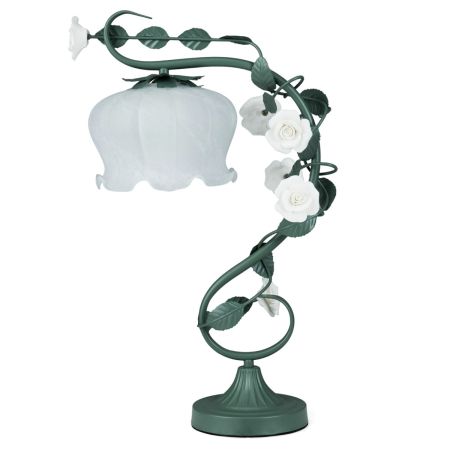 Lampada per comodino e divano laterale ceramica e metallo mughetto fiore interruttore con controllo vintage
