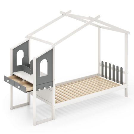 struttura letto in legno con ganci e cassetti