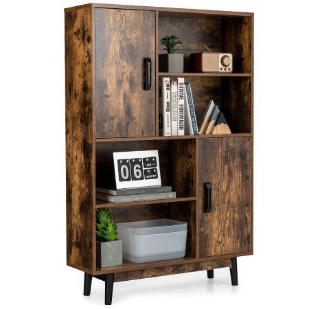 libreria di legno con 4 livelli e 4 mensole aperte