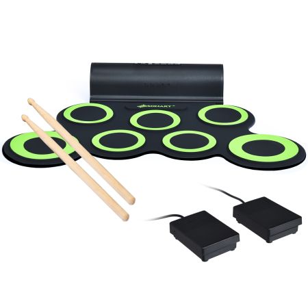 batteria con 7 pad e 2 bacchette di legno