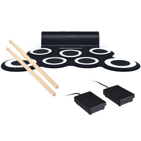batteria con 7 pad e 2 bacchette di legno