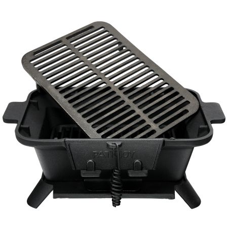 griglia da barbecue portatile in ghisa 40 x 27 x 18 cm