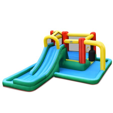 casa gonfiabile per bambini con scivolo e muro per arrampicarsi