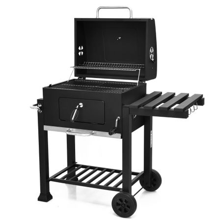combo barbecue da esterno con ruote e tavolino