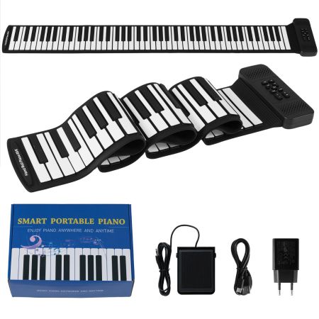 Pianoforte roll up a 88 tasti elettronico ricaricabile con pedale sustain