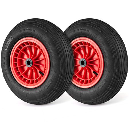 set di 2 ruote in gomma 40 cm con cuscinetti 2 cm e mozzi centrati 8,8 cm