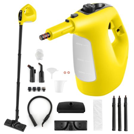 Pulitore a vapore portatile da 1500w con vapore continuo serbatoio d'acqua da 400ml, Pulitore a vapore pressurizzato Giallo