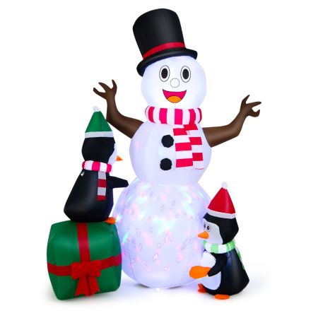 pupazzo di neve gonfiabile e pinguini