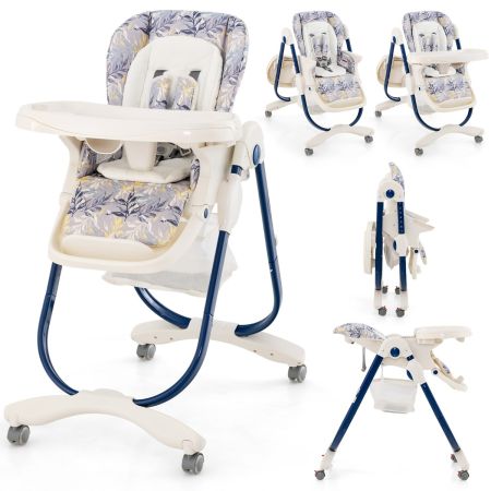 KikkaBoo Spoony, Seggiolone pappa 3in1 per bambini, Evolutivo e pieghevole, Fino a 36 mesi, Rialzato o da tavolo, Vassoio rimovibile, Blu