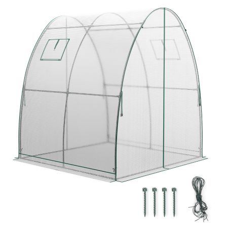 serra a tunnel con porte a rullo e finestre con zip