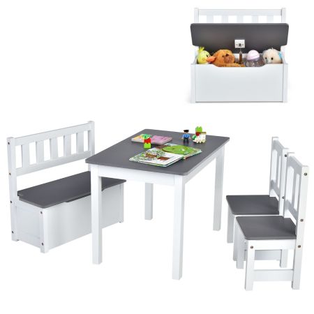 set tavolo attività 2 in 1 con 2 sedie e 1 panca