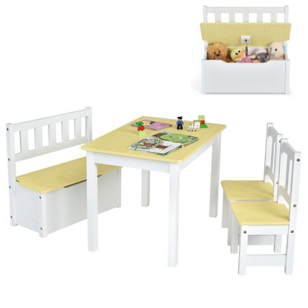 set tavolo attività 2 in 1 con 2 sedie e 1 panca