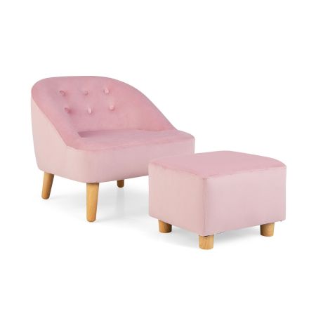 poltrona singola con sgabello abbinato in velluto olandese