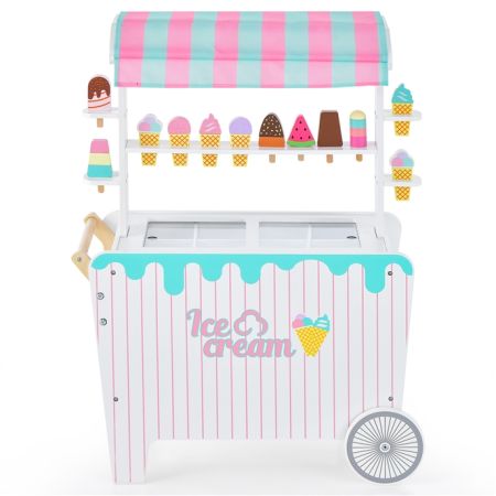 Carretto per gelato e camioncino della cucina con 2 grandi ruote, Set di giocattoli per gelato per bambini