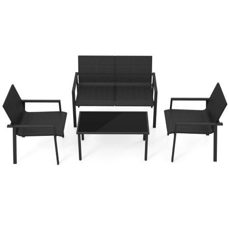 set da giardino con tavolino da caffè in vetro