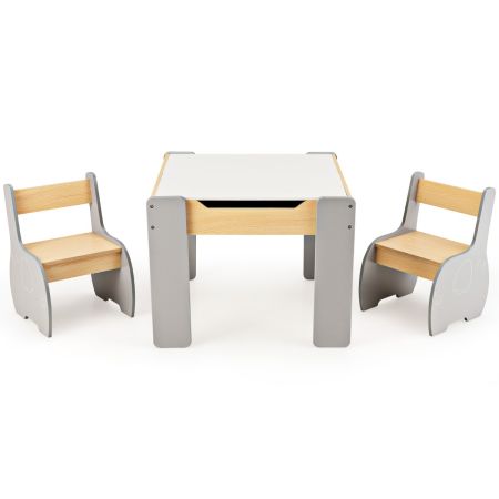 set di tavolo e sedie per bambini con piano d’appoggio 2 in 1