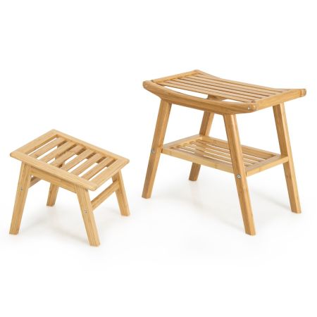 set sgabello di bambù e poggiapiedi