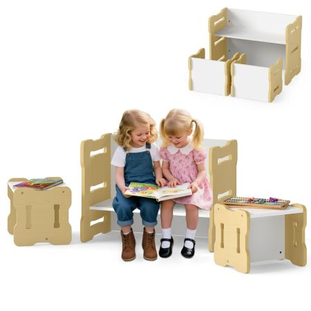 set 3 pezzi per bambini con 2 sgabelli e tavolo attività
