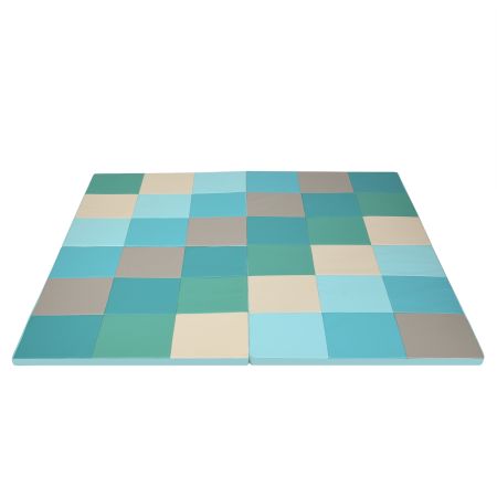 Costway Tappeto pieghevole in 4 parti per bambini, Materassino in schiuma 147 x 147 cm Blu