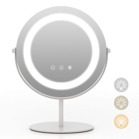 YU YUSING Specchio Trucco con Luci Hollywood, 58X45cm Specchio 15 Lampadine Led Trucco USB, 3 Temperature di Colore, Specchio da Tavolo 10X, Specchio Cosmetico da Parete, Controllo Tattile, Bianco
