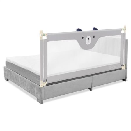 Costway Sponda letto bambini lunga 180 cm a ribalta con cinghie di sicurezza, Protezione letto per bambini universale Grigio