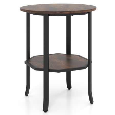 Tavolino circolare vintage legno supporto da letto in metallo ideale per camera da letto e ufficio
