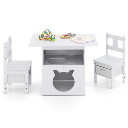 Tavolo per bambini in legno con buco per gatti arredamento per bambini di 4-8 anni