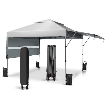 tenda a baldacchino con doppia mezza tenda