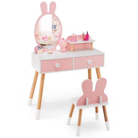 tabella di trucco con accessori specchio a forma di coniglio e pettine per bambini