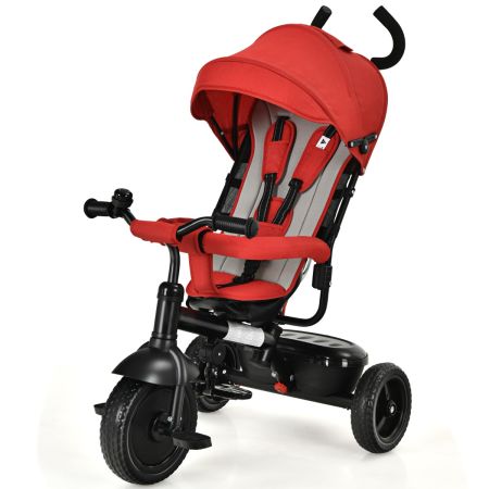 triciclo 4 in 1 con manico a spinta regolabile e tettuccio