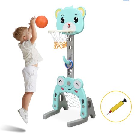 Canestro da basket con porta da calcio e gioco degli anelli