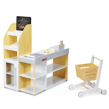 supermercato giocattolo con carrello della spesa