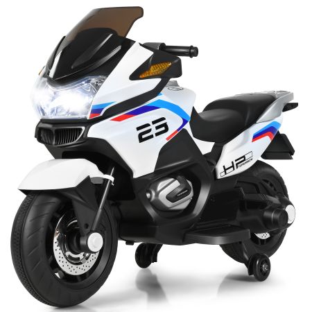 moto cavalcabile per bambini 12V alimentata a batteria con rotelle luci LED