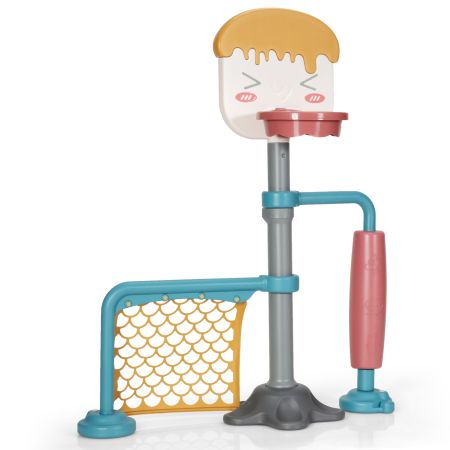 supporto con canestro da basket e porta di calcio