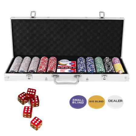 Set con 500 fiches di poker in alluminio